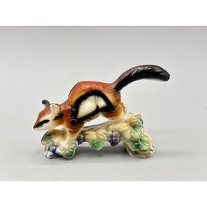 Vintage Genuine Bone China Japan Chipmunk Figurine Miniature Animal on Branch